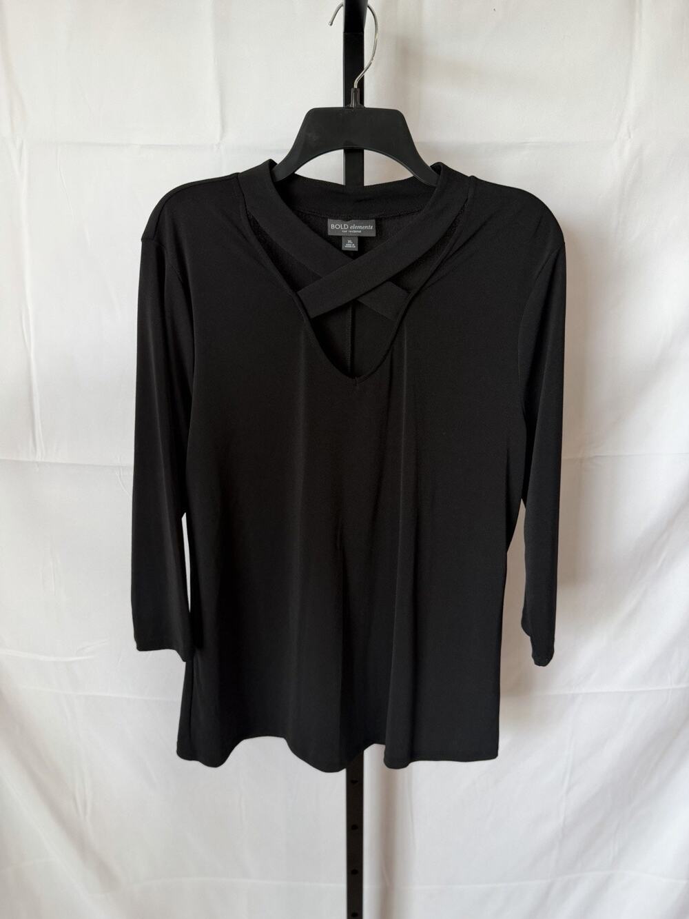 Bold Elements Black V-Neck Criss-Cross Blouse Sz XL
